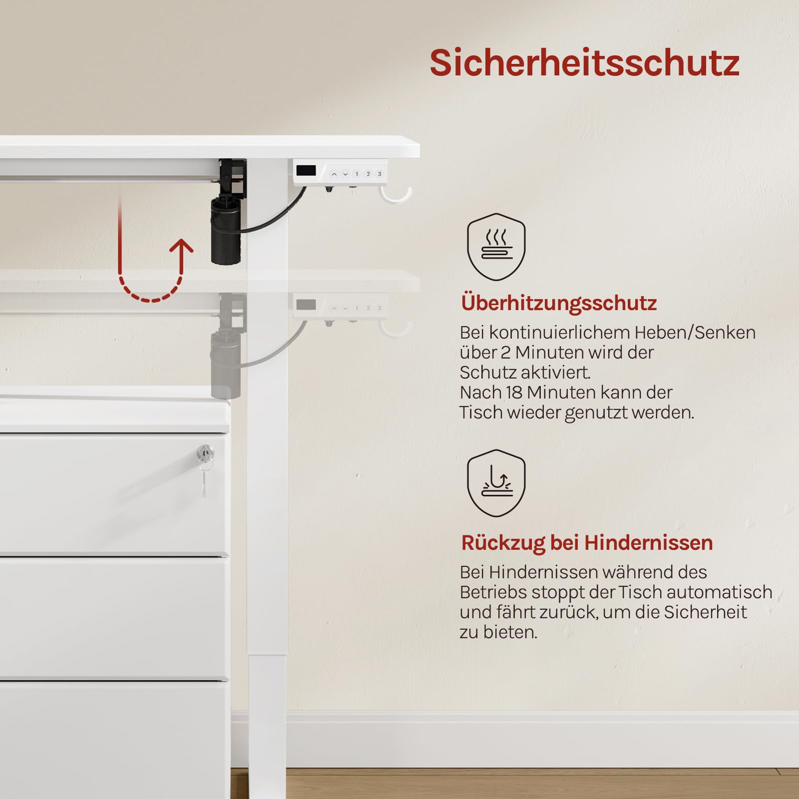 WOLTU Höhenverstellbarer Schreibtisch Elektrisch mit Memory-Funktion & Kollisionsschutz, 80kg Tragkraft, Leise, Computertisch für Homeoffice Arbeitszimmer, 120 x 60 cm, Weiß