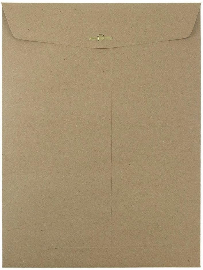 LUXPaper 9 x 12 Open End Envelopes | Clasp | Grocery Bag Brown | 70lb. Text | 100 Qty
