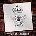 Queen Bee Crown Stencil by StudioR12 | Reusable Mylar Template | French, Painting, Chalk, Furniture, Mixed Media | Use for Crafting, DIY Home Decor | STCL1130 | Select Size (9