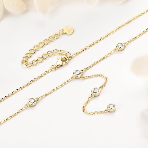 Miniatura 5 de Collar de moissanita para mujer, plata de ley, collar de diamantes creados en laboratorio, delicado y simple, largo, para graduación, boda,