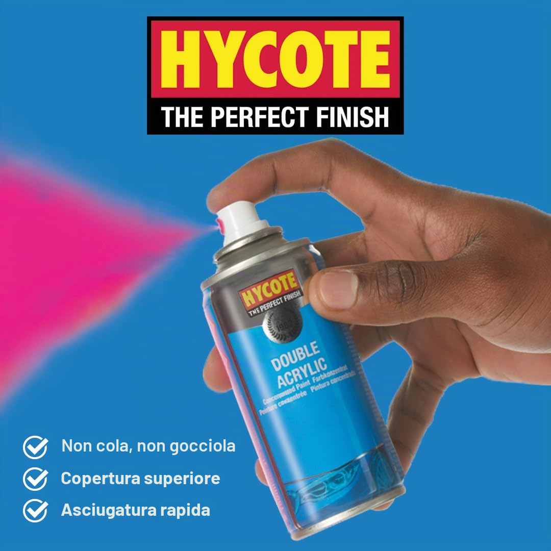 Hycote Vernice Spray Bianco Opaco 400 ml, Asciugatura Rapida, Alta Copertura, Multi Superficie per Auto, Metallo, Plastica