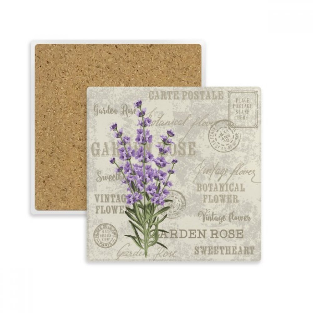 Fleur de lavande dessous de verre carrés violets pour un apéritif convivial