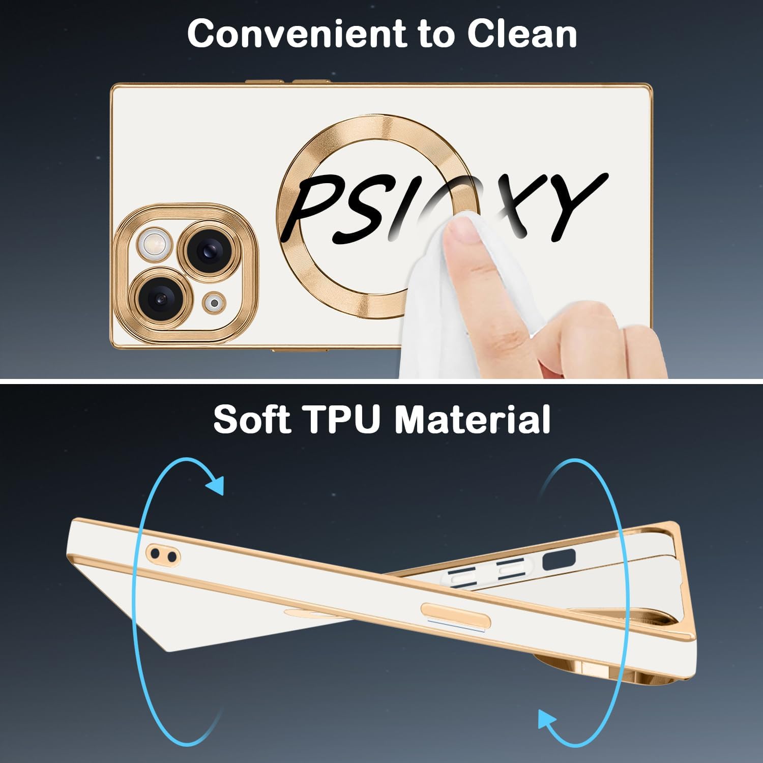 Magnetic for iPhone 15 Case Compatible with Magsafe, Scartchproof Plated Soft TPU with Full-Covered Lens Support Magnetic Wireless Charging Phone Case for iPhone 15 White - Image 4