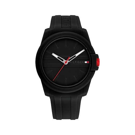 Tommy Hilfiger Relógio casual de quartzo 3H – Relógio de pulso esportivo de silicone masculino – Resistente à água até 5 ATM/50 metros – Moda premium para uso diário – 44 mm, Preto, Assista