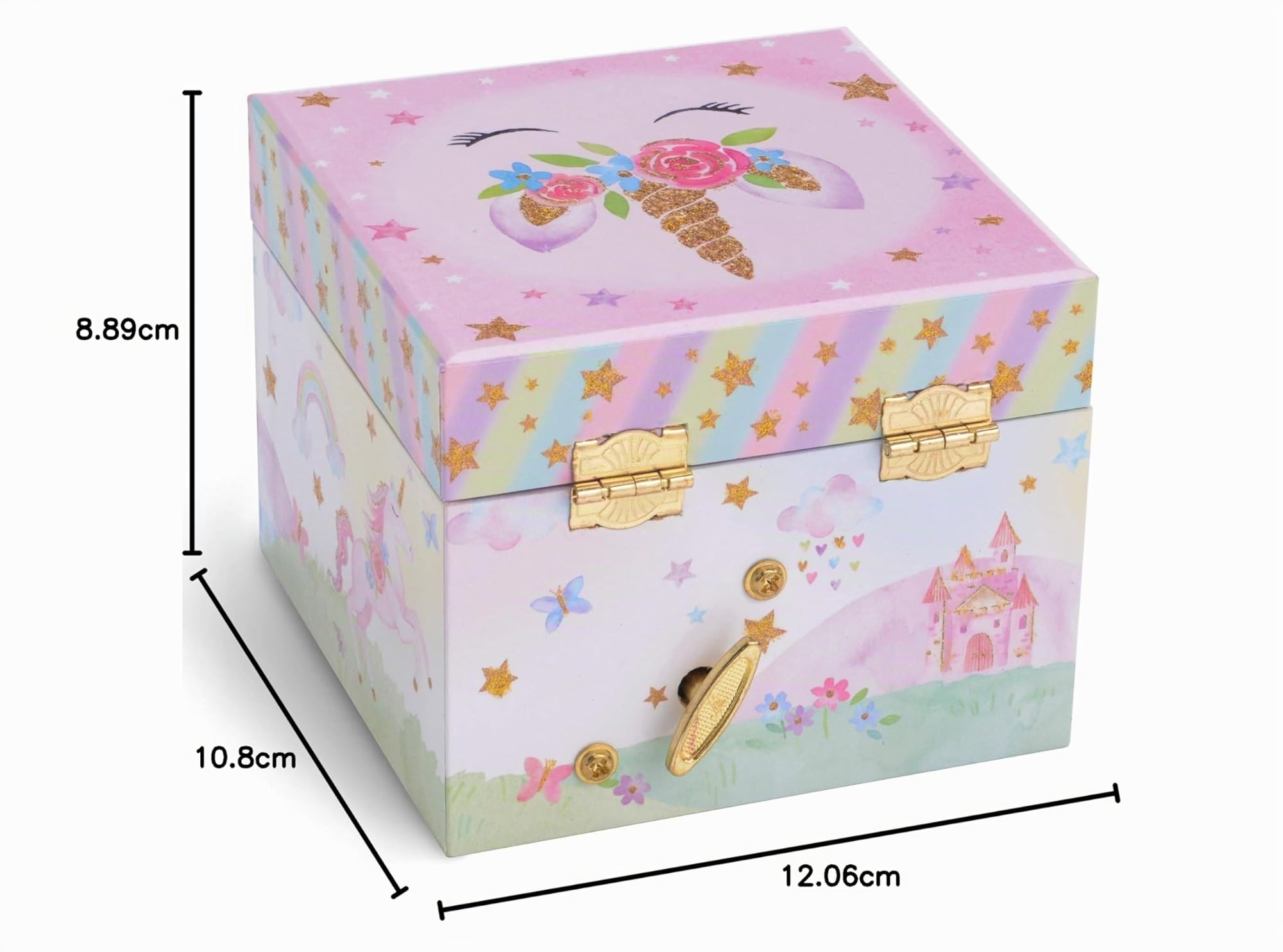 Jewelkeeper Joyeros Infantiles Cajón Musical Unicornio Arcoíris Brillante Cofre Tesoro Rosa 12 x 11 x 9 cm