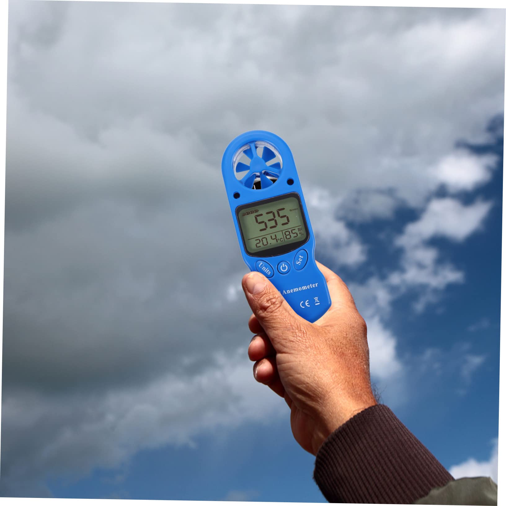 Termoigrometro Digitale Portatile Mini in Plastica con Misurazione Velocità Vento e Umidità, Include Borsa per Monitoraggio Ambientale e Ventilatore