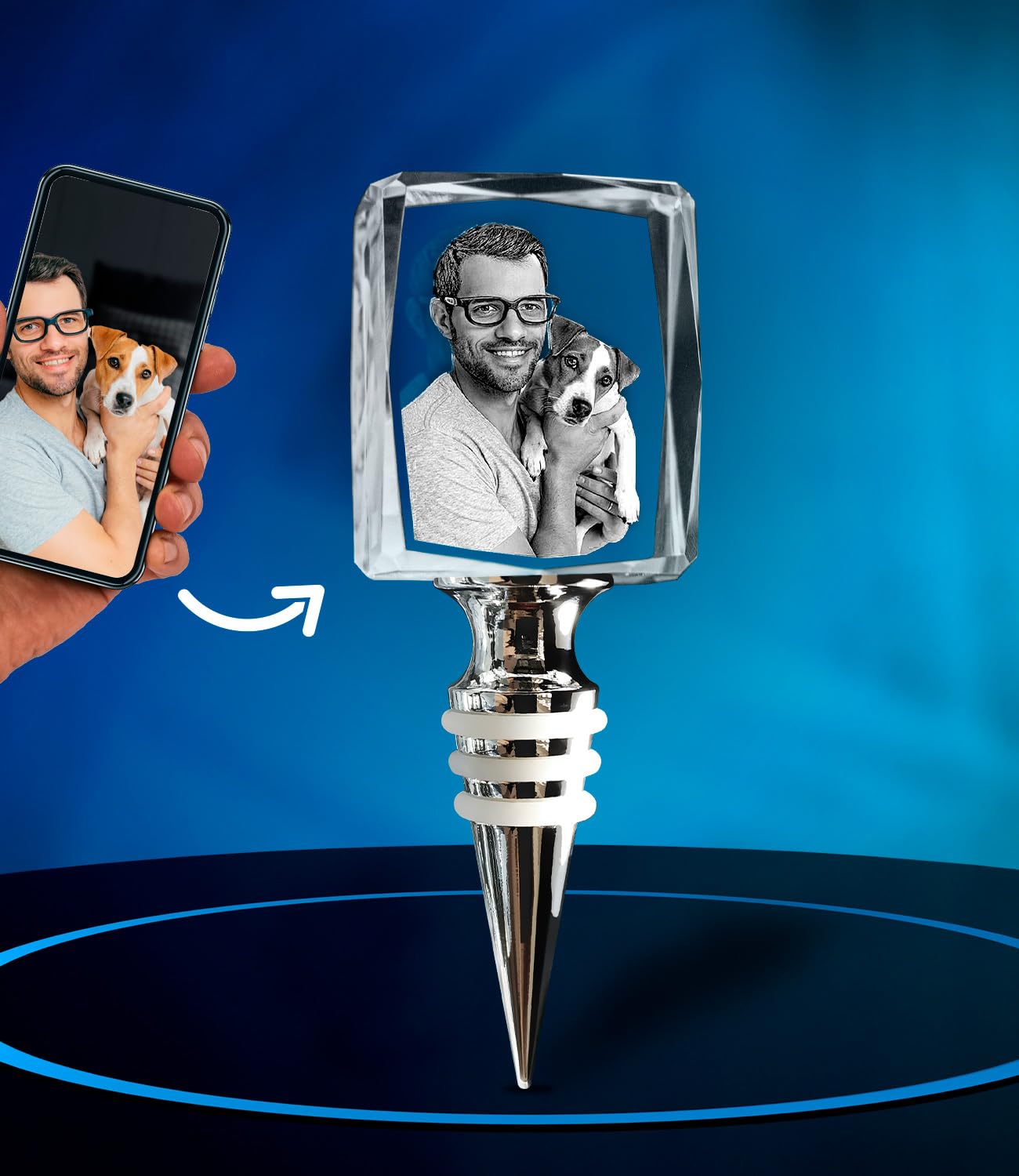 ArtPix 3D Crystal Photo Wine Stopper, Customized Day Gifts for Women, Men, Wife, Husband, Mom, Great Personalized Gifts With Your Own Photo, 3D Photo Crystal Rectangle, Custom 3D Picture-image-13