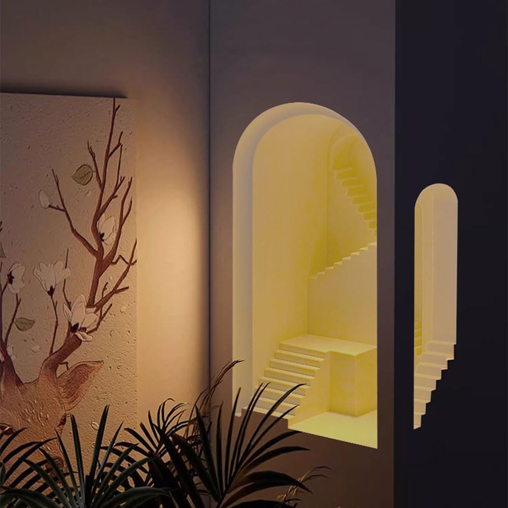 Kinkiet ścienny LED do zabudowy z czujnikiem ludzkiego ciała, wbudowana lampa tynkowa do oświetlenia narożników korytarza schodów, ciepła biel, oryginalny design