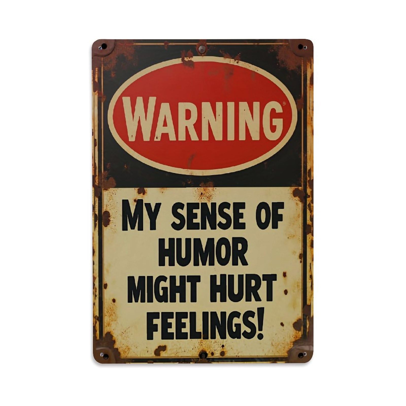 Warning Sign With Humor Text Retro Metal Tin Sign, Vintage Metal Poster for home, Gaming Room, Studio Workshop,Bar,Garage Wall Art Decor 8x12 Inch