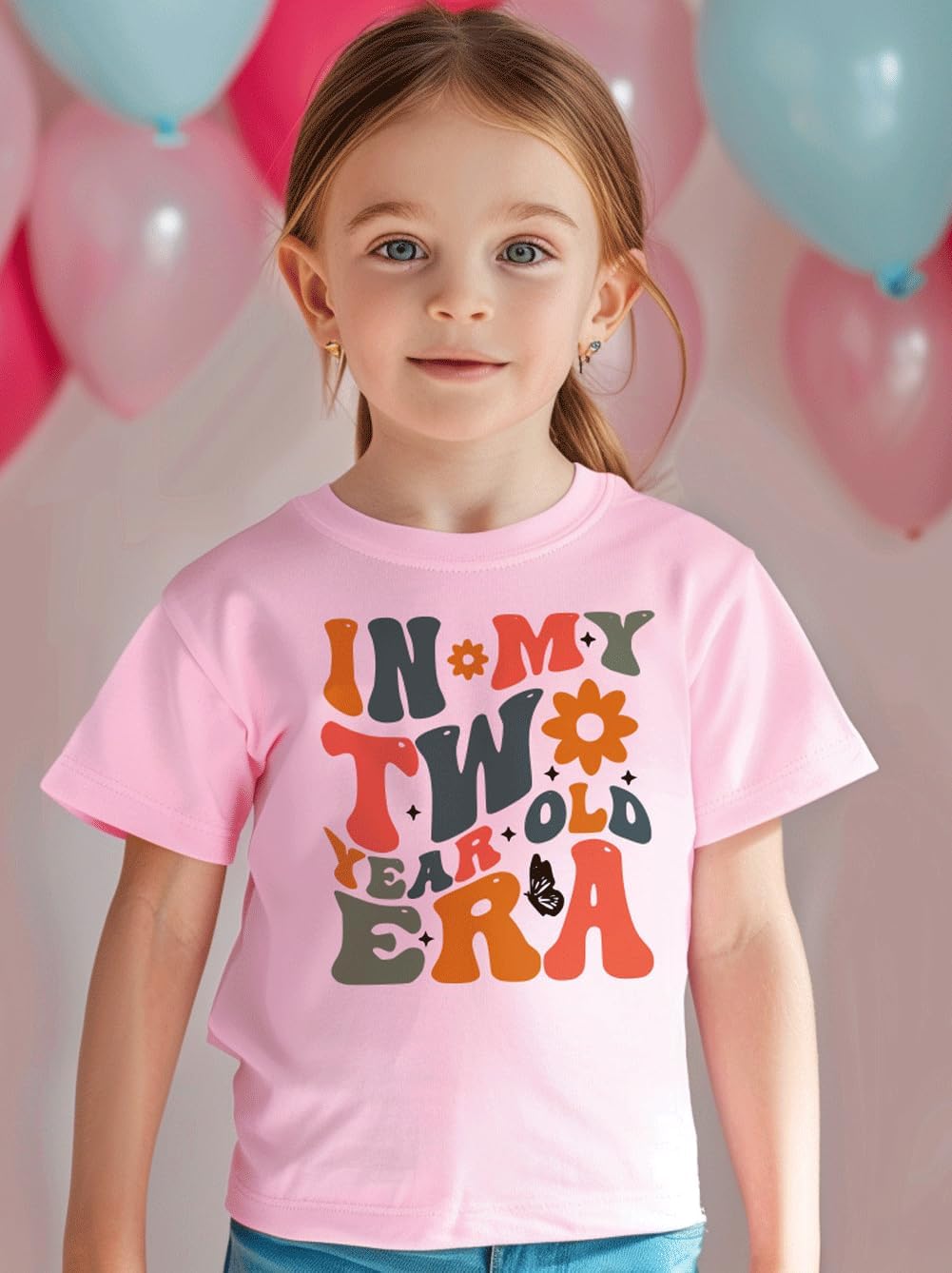 Toddler Girls 2nd Birthday Shirt Outfit for Girls Cute Two Years Old Birthday Gift