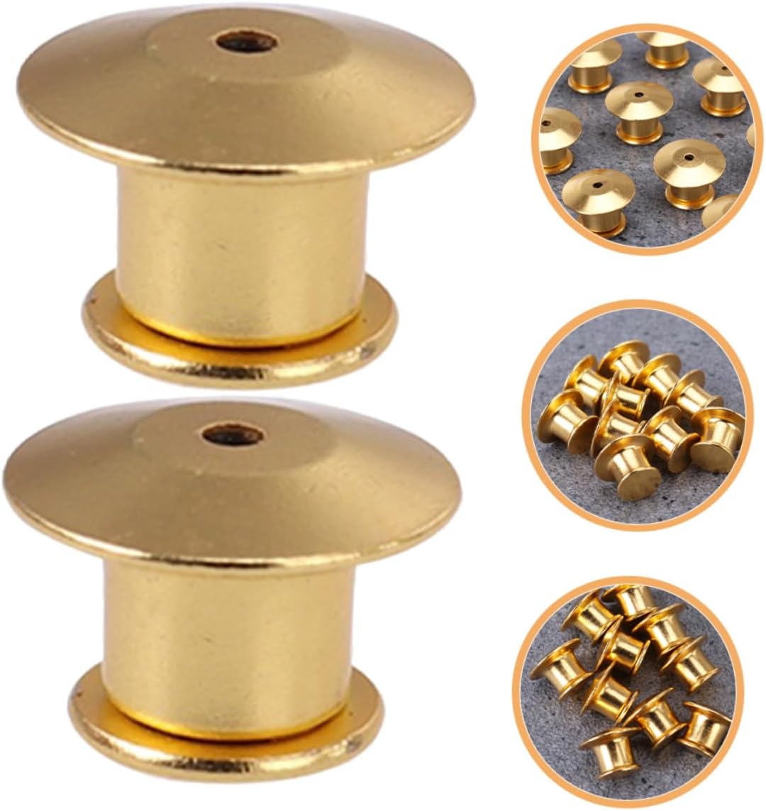 128pcs Gold Metal Locking Pin Keepers Clasp Backs for Crafts Badges and Jewelry Making Lightweight Design for Clothing and Accessories