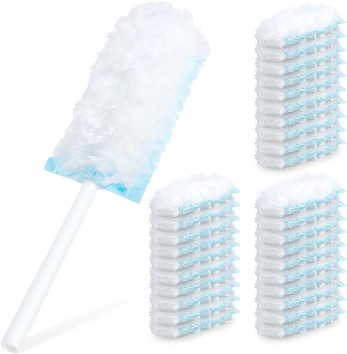 Duster Set with 30 Duster Refills and 1 Handle, 360 Heavy Duty Duster Refills Multi Surface Dusters for Cleaning Home & Car, for Ceiling Fans and Furniture