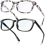 VISOONE 2 Pack Blue Light Blocking Glasses Square with Anti Computer Glare for Gaming Women and Men