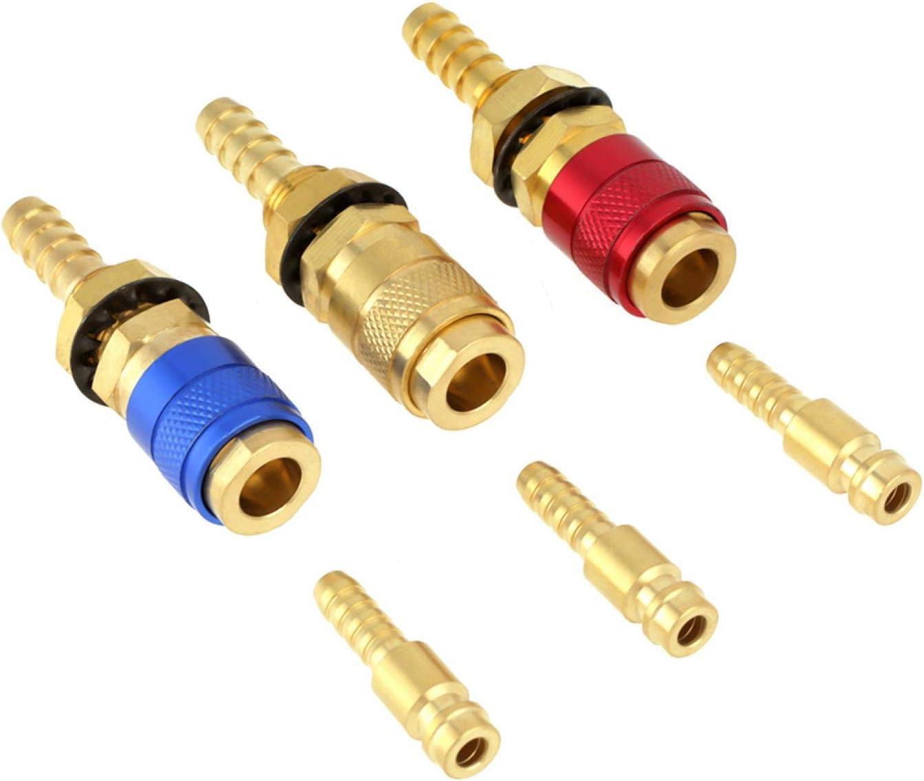 Omabeta Water Cooled & Gas Adapter Quick Connector, 3pcs 8mm Water Cooled Gas Adapter Quick Connector Fitting Hose Connector Welding Equipment Accessory for Welding Torch