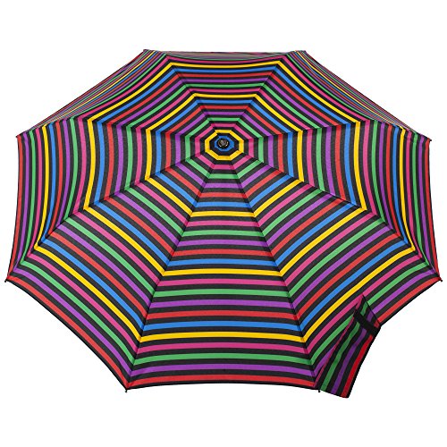 Totes Titan Automatic Open Close Windproof & Water-Resistant Foldable Umbrella, Hue Stripe #TOP1