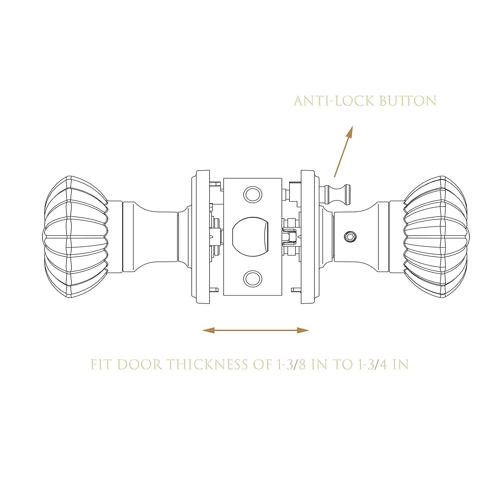 Satin Nickel Crystal Door Knobs with Lock - Security & Style -6 Satin Nickel Crystal Door Knobs with Lock - Security & Style -6