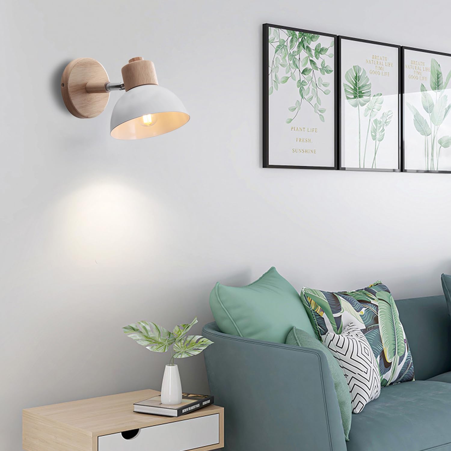 Applique Murale Industrielle Vintage Lampe Murale Interieur Sconce Rétro Luminaire Applique Abat-jour E27 Ø15CM pour Salle à Manger Escalier Chambre Cuisine Café(2pcs blanc)