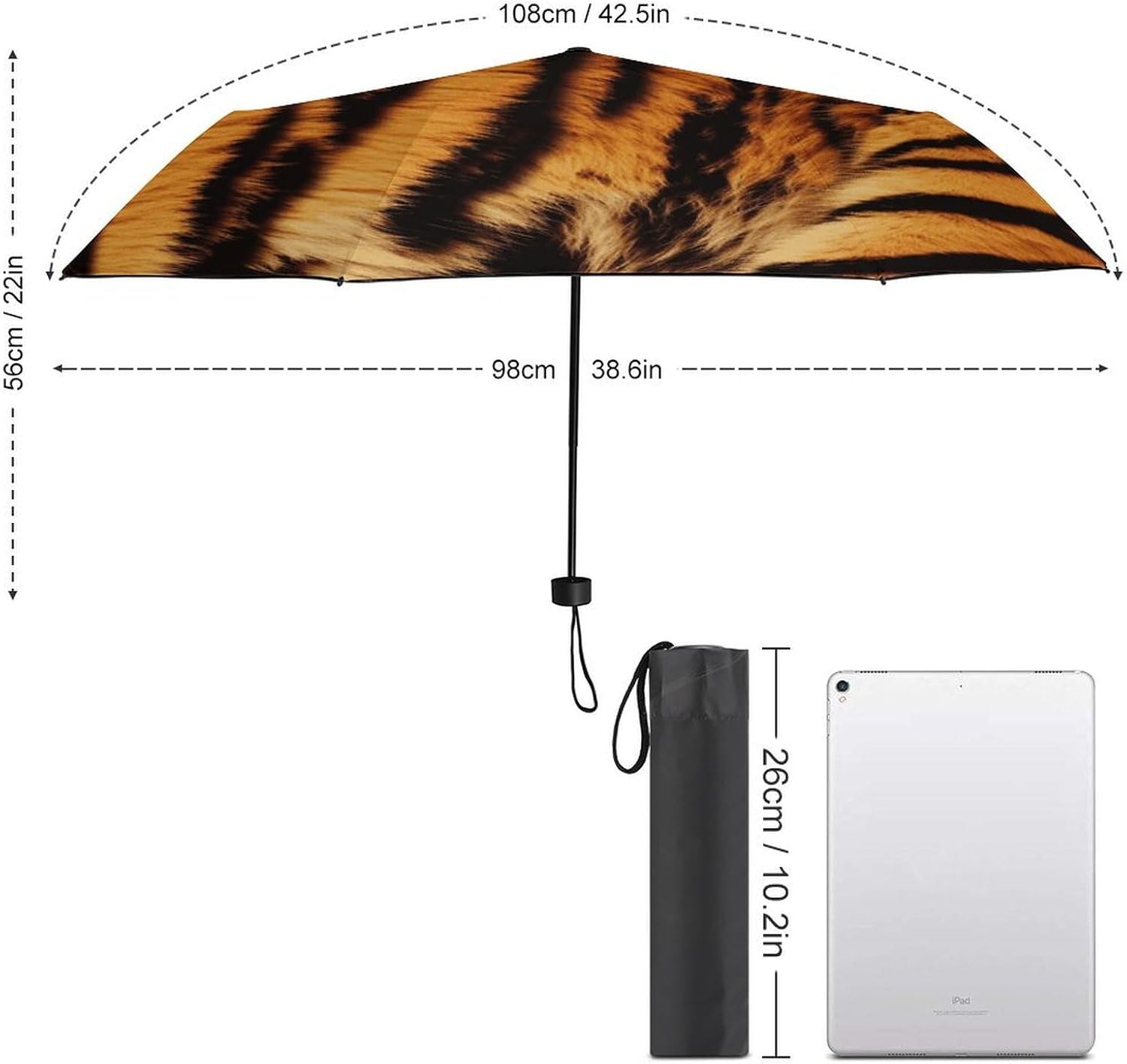 Windproof Travel Umbrella Tiger Striped Pattern Folding Small Sun Umbrella Lightweight Small And Compact Suit for Pocket
