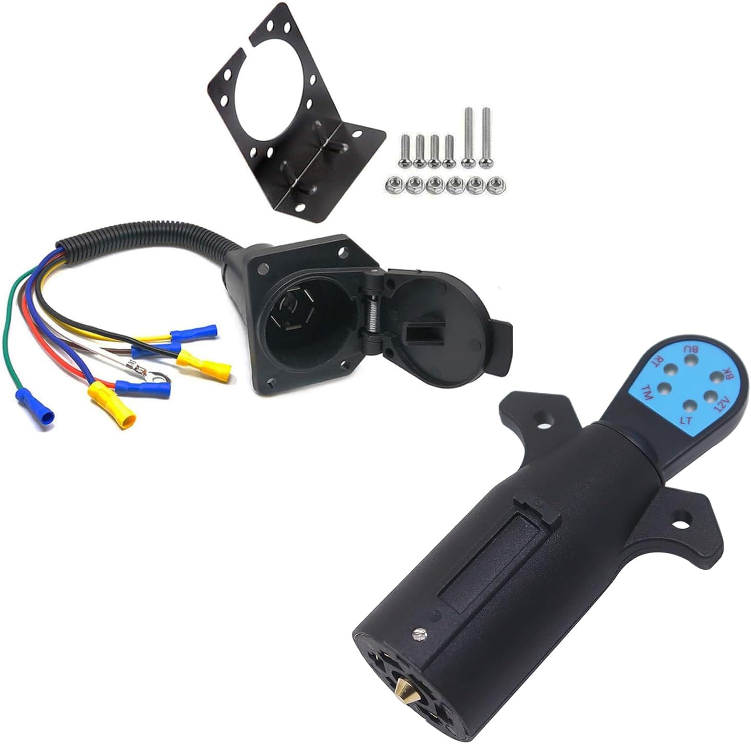 CARROFIX 7 Way Trailer Light Connector Socket and 7 Way