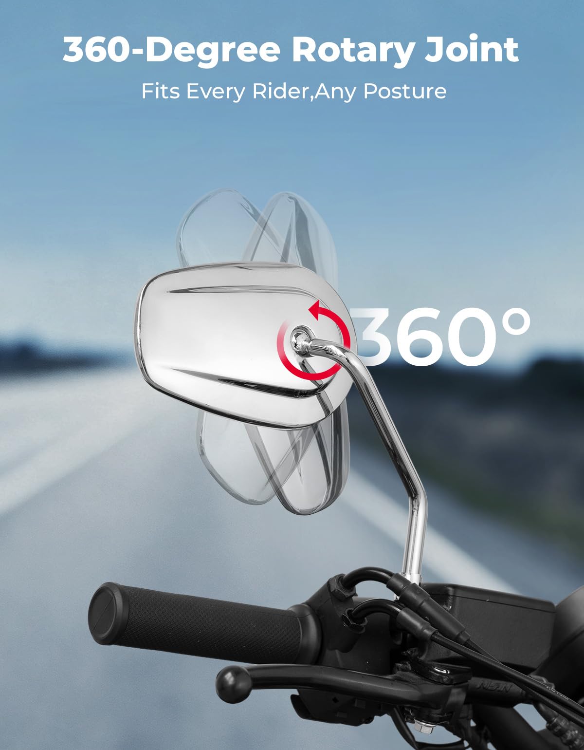 KEMIMOTO Lusterka motocyklowe wykonane ze stopu aluminium, uniwersalne lusterka motocyklowe M10, regulowane o 360°, szeroki obszar widzenia, dla większości motocykli