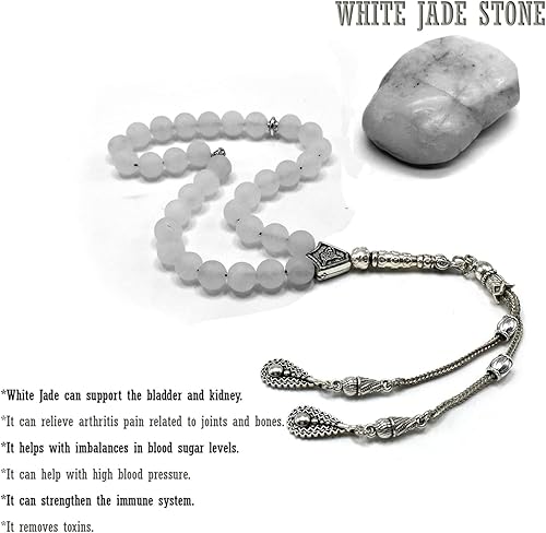 Miniatura 4 de Cuentas de piedra natural de diseño simple - Cuentas de oración Tesbih-Tasbih-Tasbeeh-Misbaha-Subha-Sebha-Sibha-Rosario, Piedra