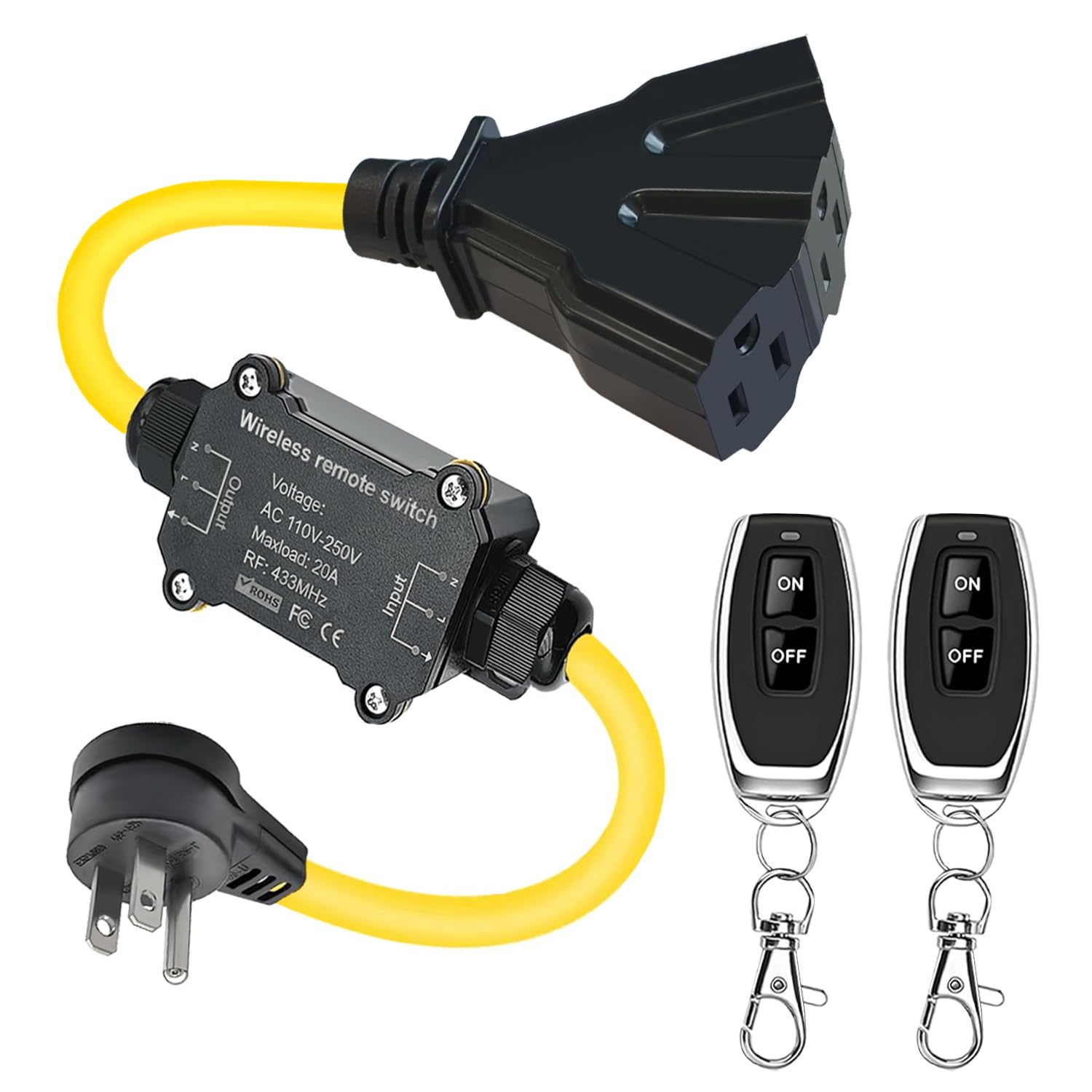 AC110V Outdoor Wireless Remote Control Power Switch AC110V 120V 250V 20A Heavy Duty Weatherproof Smart Outlet Plug with