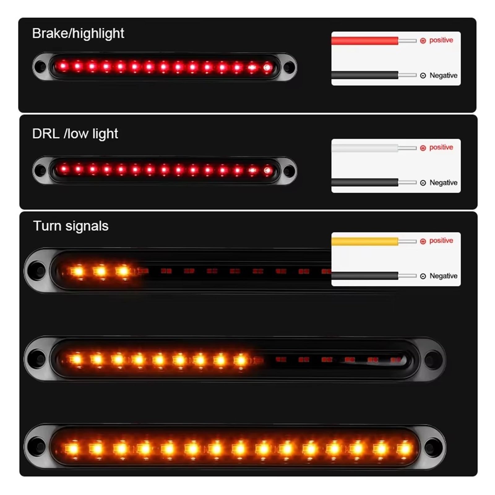 Piloto posterior Luz Freno Trasera LED 3 En 1 12 V Y 24 V, Luz Circulación Diurna, Camión, Autobús Y Camión PILOTO TRASERO