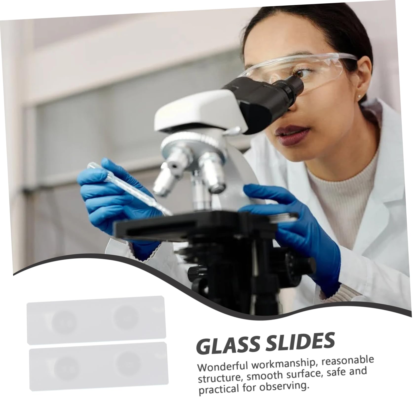 Holibanna de Portaobjetos de Vidrio Doble Cóncavo Superficie Lisa 50 Piezas para Muestras Acuáticas para Laboratorio y Observación Precisa