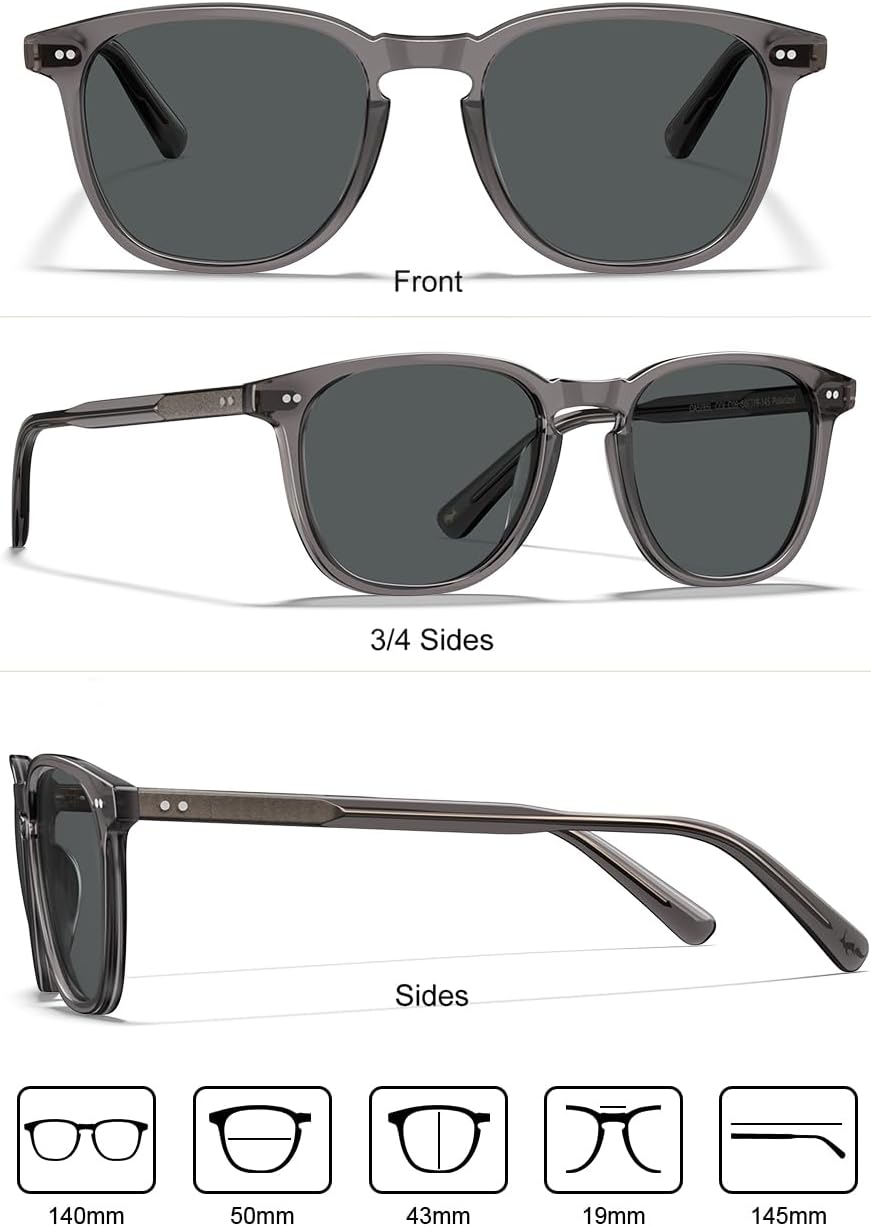 CARFIA Retro Acetate Polarized Sunglasses for Men UV400 Protection Hand-Crafted Frame Sun Glasses CA5285L - Image 4