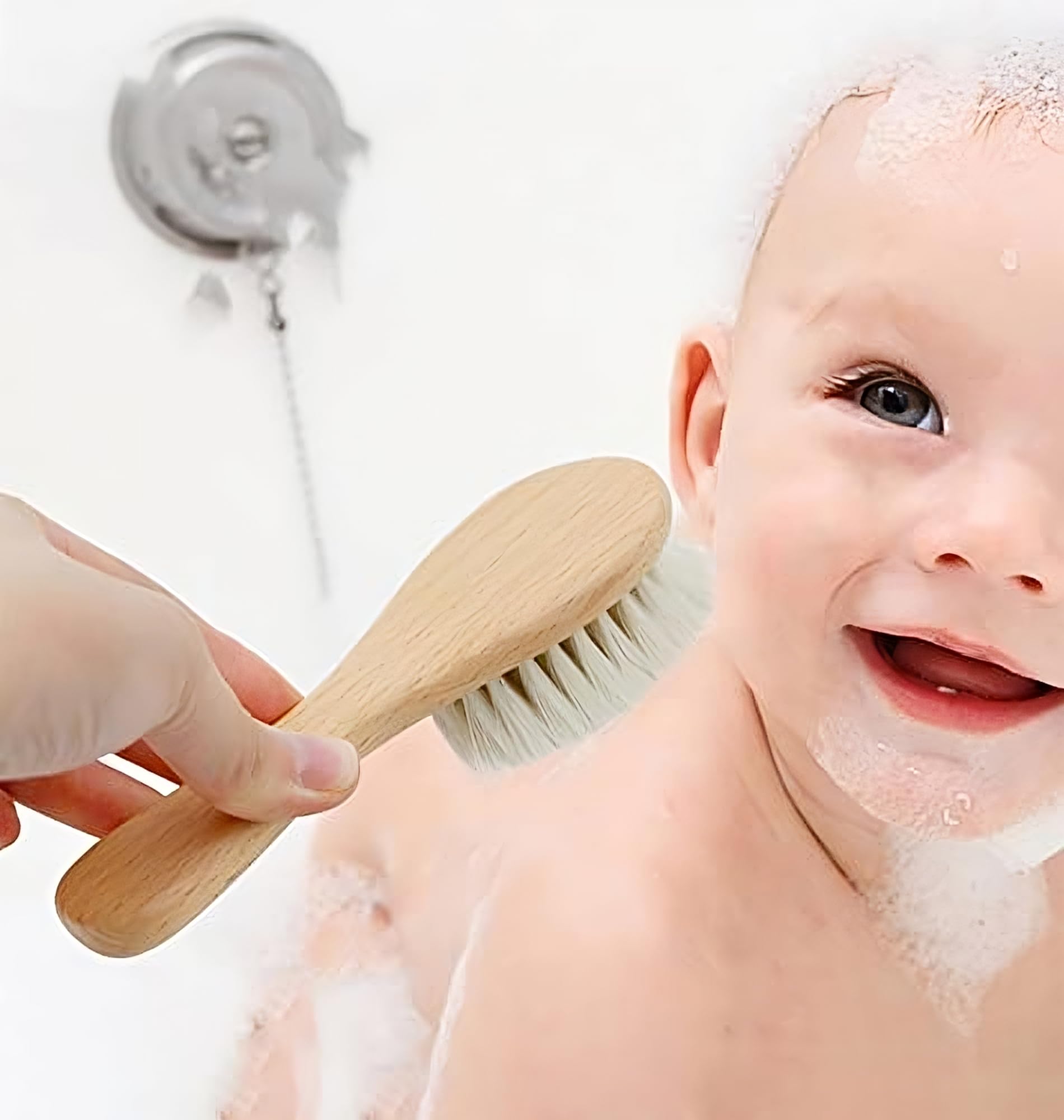 Brushy - Cepillo y peine para Bebé en Madera Natural - Kit Suave y Ecológico para Recién Nacidos, Niñas y Niños - Ideal para el Cabello Delicado de los Niños