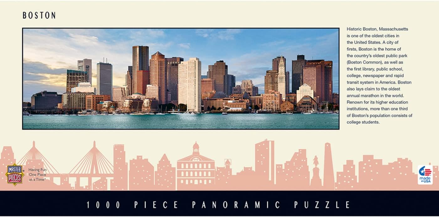 Masterpieces 1000 Piece Jigsaw Puzzle for Adults, Family, Or Kids - Boston Panoramic - 13"x39"