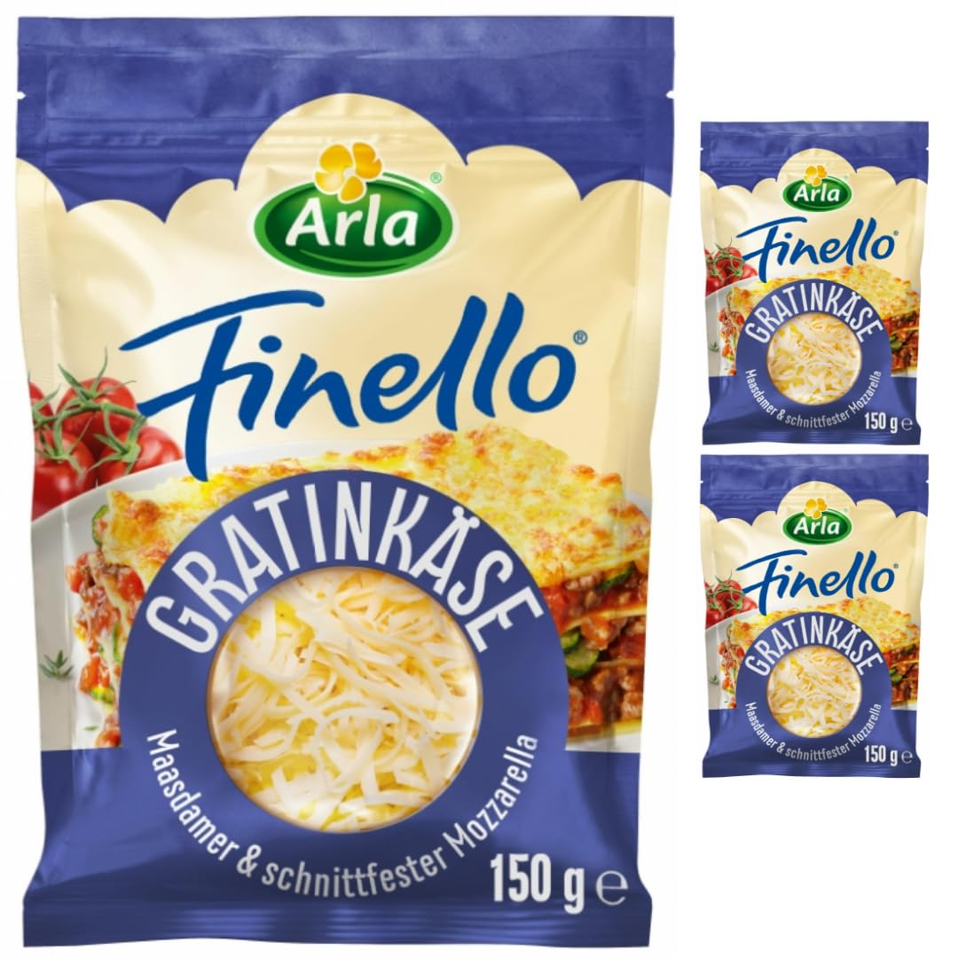 Arla Finello Gratinkäse gerieben käse 150 gramm x 3 STÜCK [Frischegarantie]
