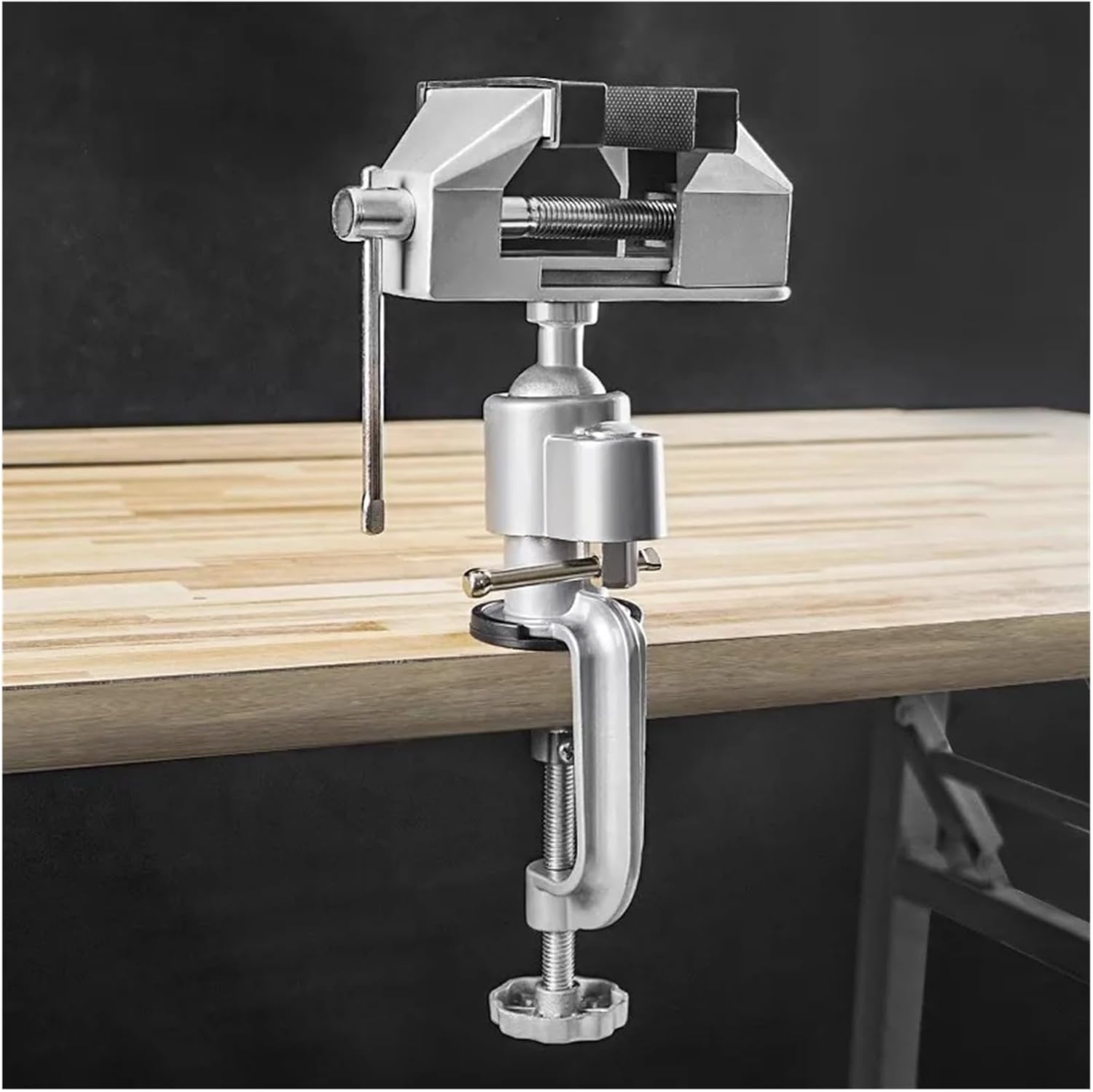 Mini Vise 360 ​​degree Rotating Clamp Type Bench Vise Table Aluminum Alloy Flat Clamp 0-50MM With Rubber Sleeve
