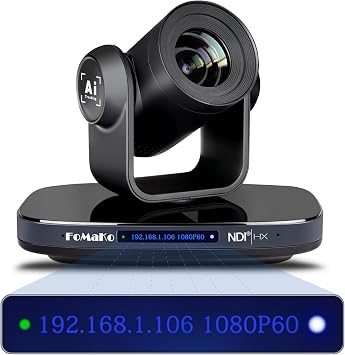 FoMaKo NDI PTZ Camera 30X Optical 16X Digital Zoom, NDI 6 & HX3, 1080P 60fps AI Auto-Tracking/Auto Frame, HDMI 3G-SDI USB3.0 PoE+, LCD IP Display for Live Streaming Church Worship Conference Room-KN30