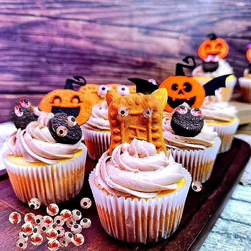 130g Zuckeraugen Halloween Süßigkeiten Tortendeko Essbare Tortenaufleger Zucker Augen Deko Essbar von Cupcake Muffins Cookies Kuchen Topper für Halloween Weihnachten Kindergeburtstage Deko