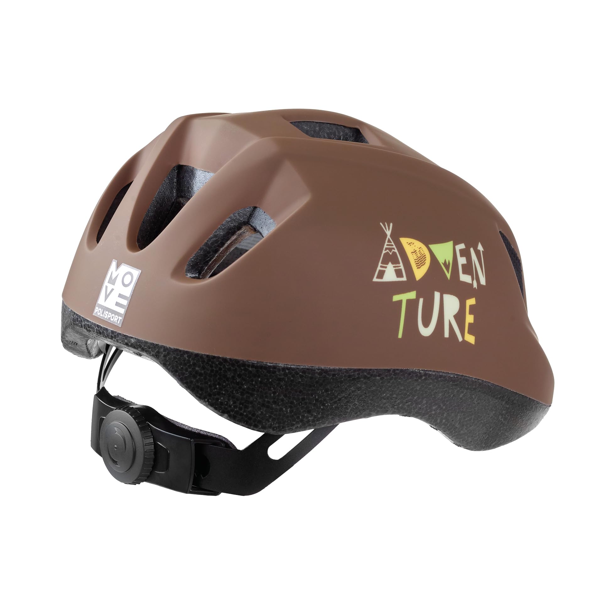 POLISPORT 8740300049 - Kask rowerowy XS Kids Adventure dla dzieci z regulacją (46-53cm) z certyfikatem CE do jazdy na rowerze, deskorolce, w kolorze Brązowym