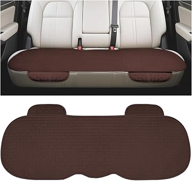 Car Back Seat Cover, Anti-Slip Long Comfortable Vehicle Rear Chair Protectors with Storage Pocket, Breathable Automotive Back Bench Cushion Pad, Universal for SUV Sedan Truck Coffee
