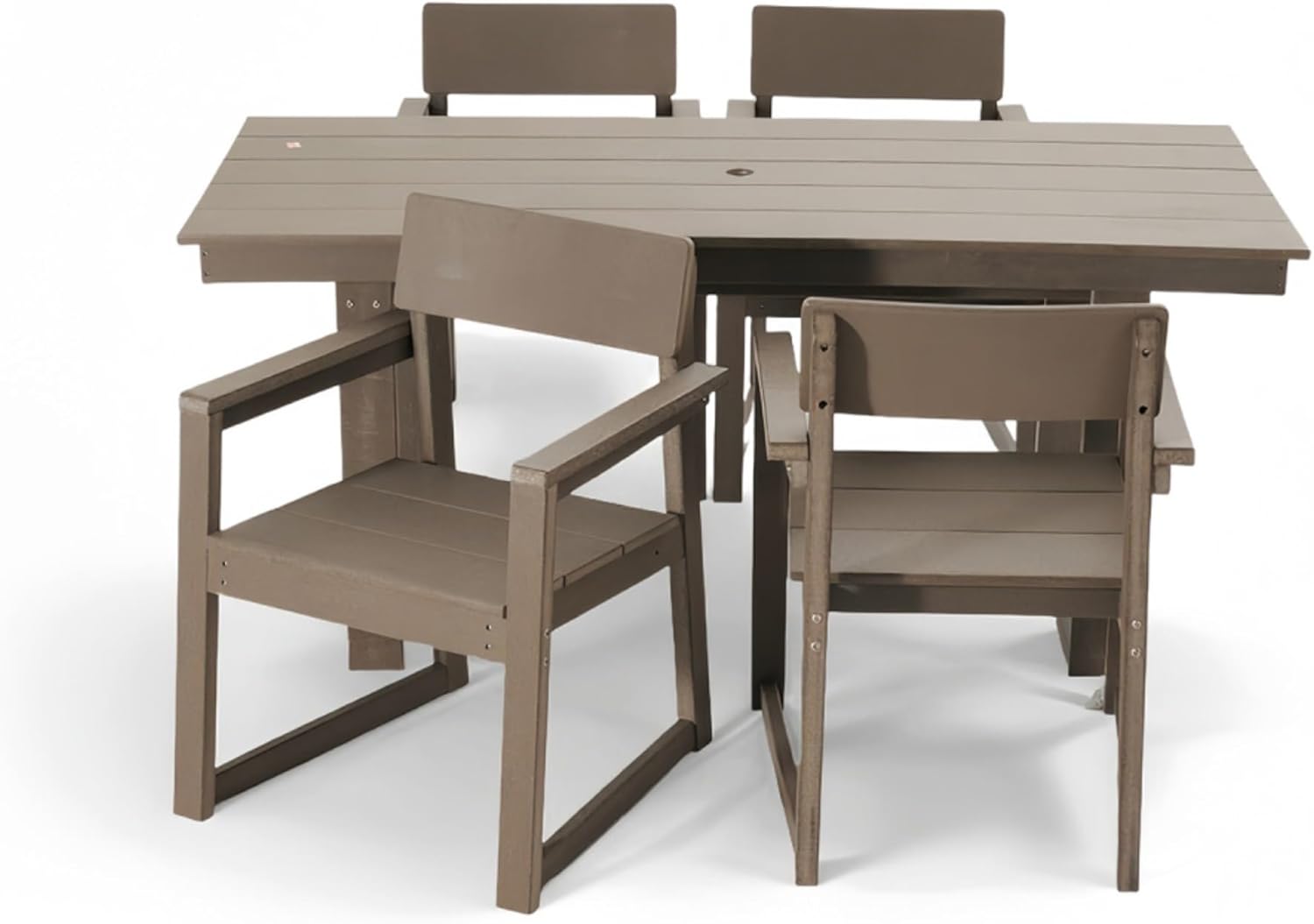 Indoor Outdoor Patio Bistro Table Crafted from Recycled HDPE Plastic Lumber, Heavy Duty Small Side Accent Furniture for Balcony Garden Deck Cafe Backyard Porch Poolside (Wood)
