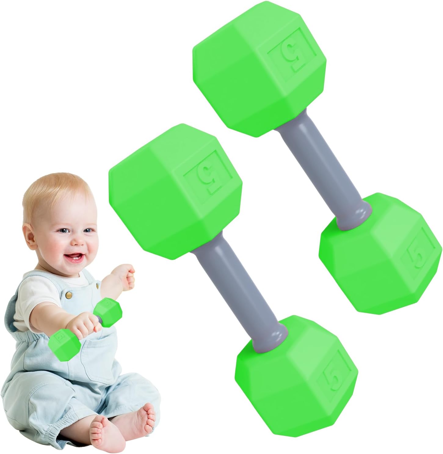 Baby Dumbbell Rattle Toy, Kids Dumbbells Toy, Rattle Teether Soother Sensory Toys, Fitness Gym Teether Baby Workout Toys, Weight Exercise Fitness Dumbbells for Boys Girls