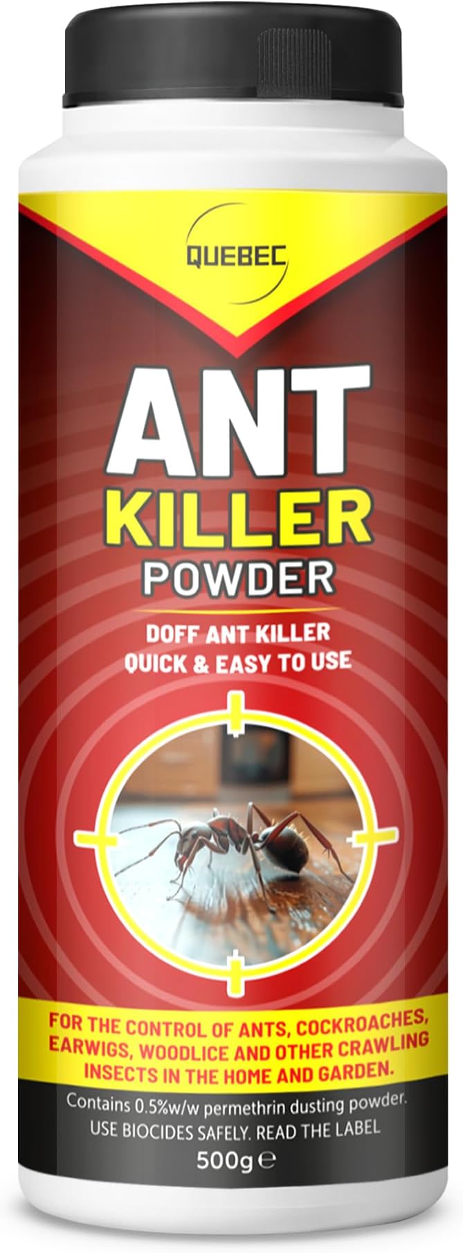 Quebec Ant Killer Powder 500g – Powerful Crawling Insect Killer Dust – Kills Ants, Cockroaches, Woodlice & Earwigs – Indoor & Outdoor Pest Control