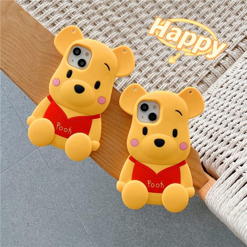 Image of COVERLY for iPhone 14 Plus Pooh Case 3D Cartoon Bear,Full Protective Winnie The Pooh Bee King Size Big Oversized Case Cute Soft Silicone Fashion Fun Aesthetic Cover for Apple iPhone 14 Plus
