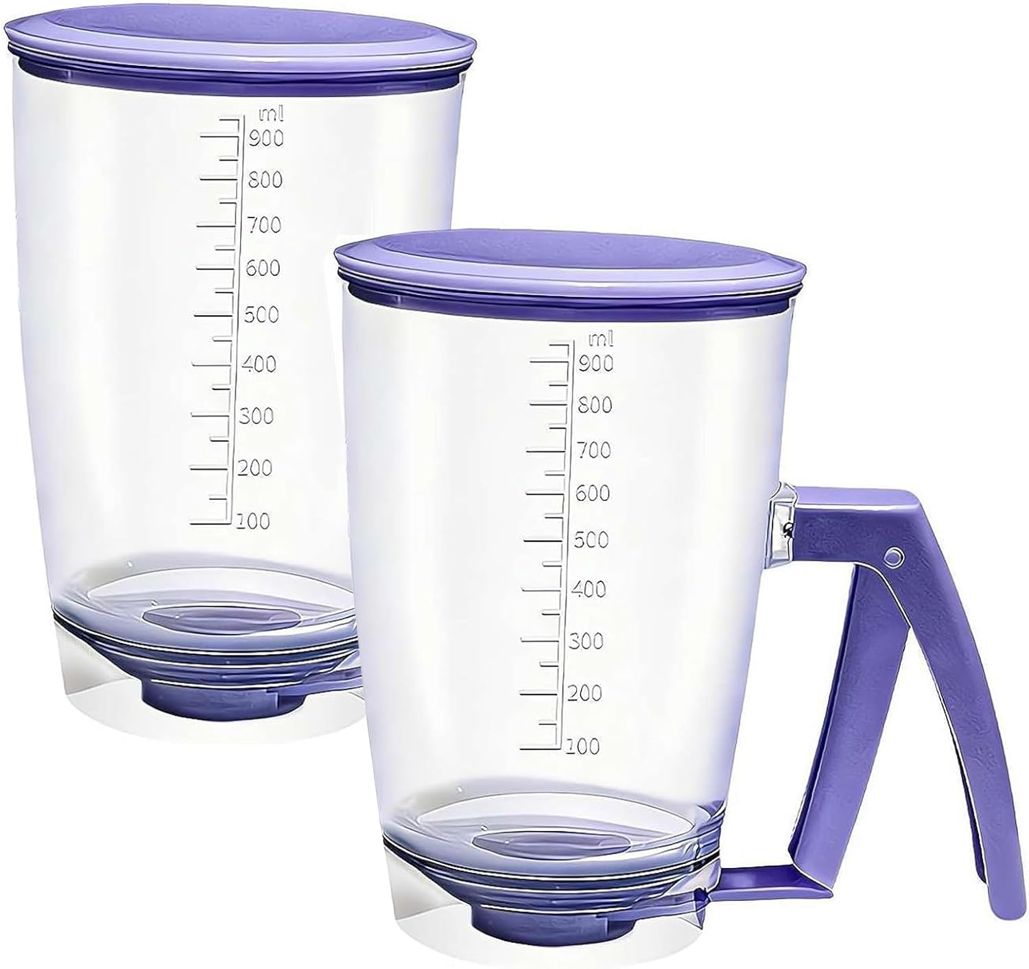 Pancake Dispensers With Squeeze Handle - 900ml/32oz Pancake Batter Dispenser Bottle –Cupcake Measured Batter Dispenser with Measuring, for Pancakes, Waffles, Cup Cakes, Rinse (2pcs)