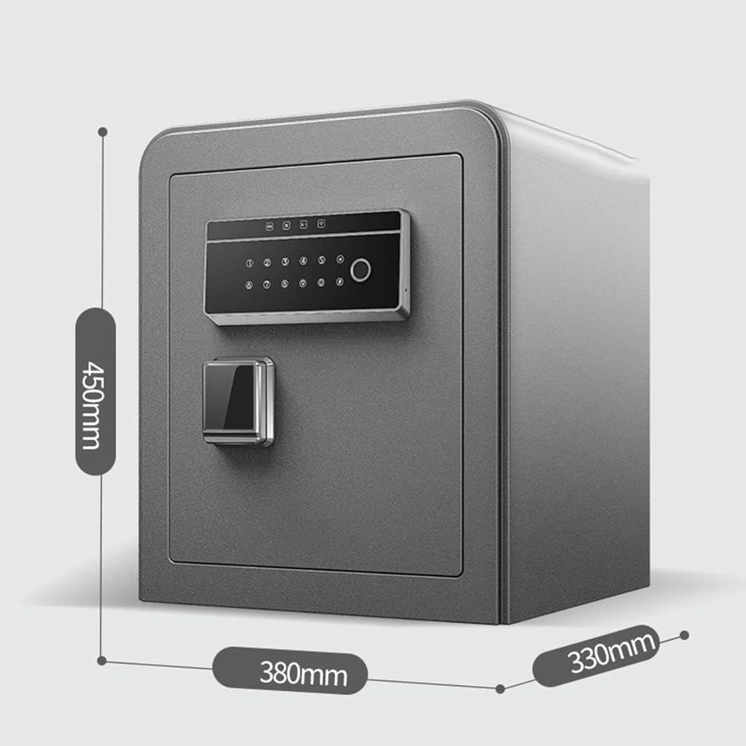 AMNOOL Fireproof Safe with Digital Keypad Feet,Home Smart Safe Small Metal Safe Deposit Box Safety Gun Cash Jewelry Password Fingerprint Safe, Bedside Table, Gray-1