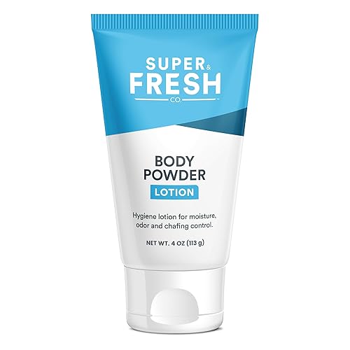 Super Fresh Body Powder Lotion de SweatBlock - Sin talco, antirozaduras, desodorizantes, ingredientes naturales, loción corporal sin desorden para