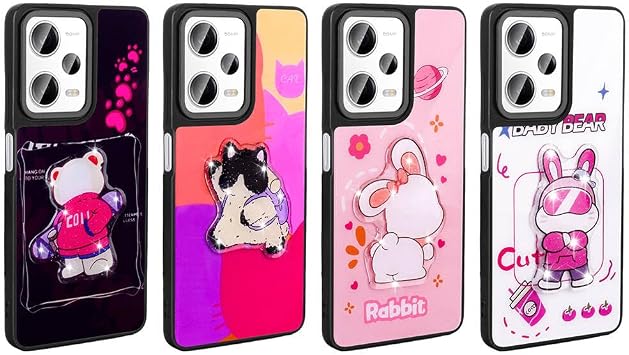 Aksesuarcim Xiaomi Redmi Note 12 Pro Plus 5G Kılıf Silikon Parlak Kabartmalı Desenli Tarz Kamera Lens Korumalı Kapak Amas Pembe