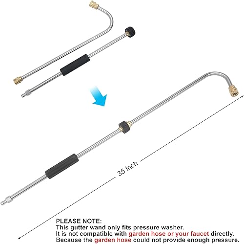 Miniatura 3 de Varilla limpiadora de canalones para lavadora a presión, resistente de 35 pulgadas, varilla de repuesto para limpieza de canalones, lavado de techo