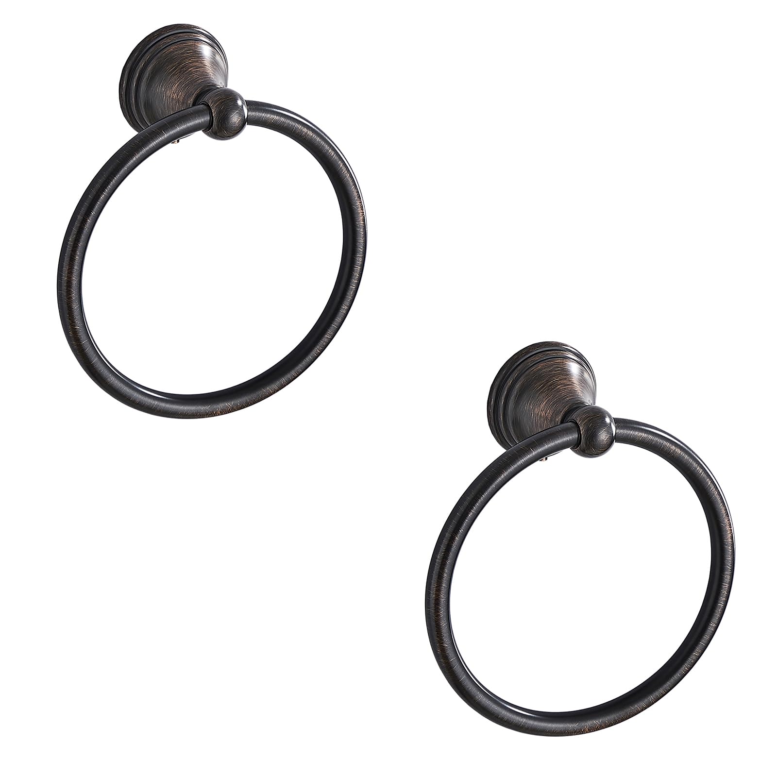 Towel Ring for Bathroom, Oil Rubbed Bronze Hand Towel Holder 2 Pack, Bathroom Accessories and Towel Racks for Bathroom Wall