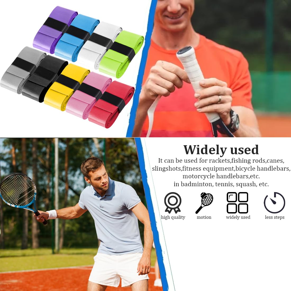Nastro Grip Per Racchette Tennis - 7 Pezzi, Traspirante Antiscivolo Per Tennis E Badminton