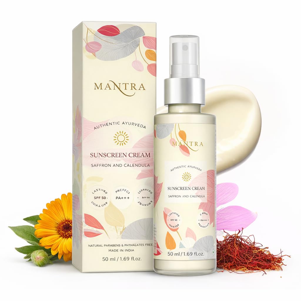 Mantra Herbal Pollution Protect SPF 30+ UVA & UVB Sunscreen Gel 50 ml with Saffron and Calendula | Blue Light Protection & Oil free | Moisture boost formula | Water resistant | All Skin types for Men & Women