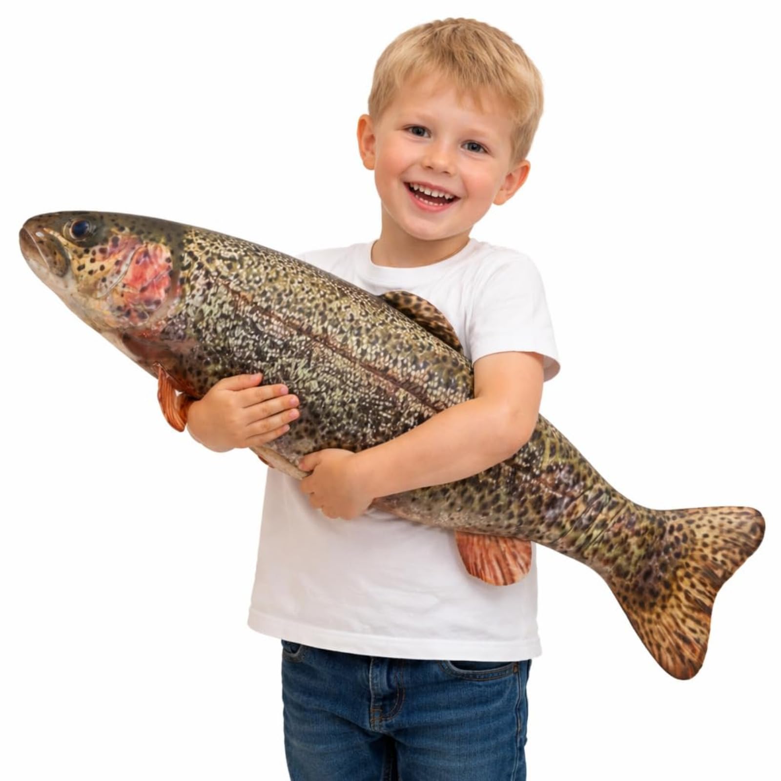 JORCEDI Fish Stuffed Animal, Fish Plush Toys,Simulations-Fisch Plush Pillow Plush Throw Pillow,Decorative Room-Ornament, Gift for Girls, Boys, Playing & Cuddling (80cm,Trout)